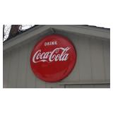 VINTAGE ENAMELED METAL COCA COLA BUTTON SIGN