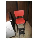 MID CENTURY CHROME VINYL STEP STOOL