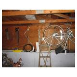 wooden ladder, hand tools