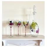 Hand Painted Wine Set