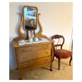 Antique Mirror Dresser Oak
