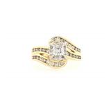 14K GOLD 1.00CTW DIAMOND SWIRL ENGAGEMENT RING
