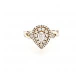 14K TWO TONE GOLD .93CTW PEAR DOUBLE HALO DIAMOND RING