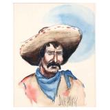 DAVE POWELL "VAQUERO" WATERCOLOR ON PAPER