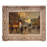 EDOUARD CORTES "BOULEVARD DE LA MADELEINE, TROIS QUARTIERS" OIL ON CANVAS AUTHENTICATED BY ARNOT GALLERY, NY