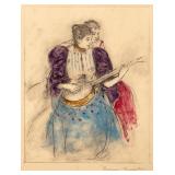 RARE! MARY STEVENSON CASSATT "THE BANJO LESSON" ORIGINAL 1893 DRYPOINT AND AQUATINT WITH MONOTYPE INKING