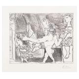 PABLO PICASSO "MINOTAURE AVEUGLE GUIDE PAR UNE FILLETTE, II" (BLINDED MINOTAUR LED BY A GIRL II) ETCHING HAND SIGNED CIRCA 1934