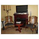 PAIR - RALPH LAUREN CHAIRS - ZEBRA W/LEATHER SEATS - ORIGINAL: $ 7,800 EACH - ASKING: $ 2,200 EACH