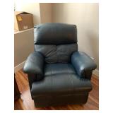Dark Blue Faux Leather Recliner
