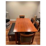 Table, Four Chairs, and Bench