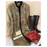 Thigh Length Blazer with Scarf and Boots