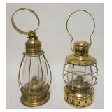 1002	LOT OF 2 REPRODUCTION BRASS NAUTICAL LANTERNS, LARGEST IS 17 IN HIGH	50	100	25	PLEASE PAY ATTEN