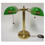 1007	DOUBLE BANKERS/PARTNERS GREEN CASED GLASS LAMP, 16 1/2 IN X 17 1/2 IN	100	200	50	PLEASE PAY ATT
