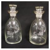 1009	ANTIQUE BOURBON & SCOTCH DECANTERS, ETCHED ON BOTH SIDES, 9 IN HIGH	50	100	25	PLEASE PAY ATTENT
