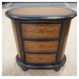1025	OVAL WOOD GRAINED 3 DRAWER CHEST, 27 1/4 IN X 15 IN X 29 1/2 IN	50	100	25	PLEASE PAY ATTENTION 