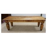 1056	LARGE OAK COUNTRY STORE TABLE W/BACK STOP & ANGLED SURFACE, 93 IN WIDE X 30 IN X 31 IN	250	500	