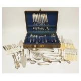 1072	LARGE LOT OF MISC FLATWARE INCLUDING COMMUNITY PLATE SET, PEARL HANDLES, CARVING SET, & SERVING