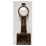 1073	ANTIQUE BANJO CLOCK CASE ONLY, BRASS EAGLE FINIAL, REVERSE PAINTED DOORS, 31 1/2 IN HIGH X 10 1