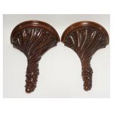 1076	PAIR OF MAITLAND-SMITH HANGING WOODEN SHELVES, 14 1/4 IN WIDE X 17 1/4 IN HIGH X 7 IN DEEP, ONE