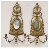 1078	PAIR OF BRASS MIRROR BACK SCONCES W/URN CRESTS, 13 3/4 IN WIDE X 25 IN HIGH	100	200	50	PLEASE P