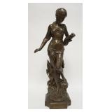 1079	E DROUOT BRONZE OF A WOMAN *LA SOURCE* SIGNED E DROUOT FOUNDRY MARK VRAI BRONZE PARIS B.D FRONT