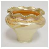 1080	PERIOD ART NOUVEAU FEATHERED SHADE WHITE OVER GOLD LUSTER W/ GOLD LUSTER FEATHERING 2 1/4 IN FI