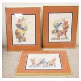 1103	THREE SIGNED MEISMAN PRINTS OF NEW ORLEANS JAZZ MUSICIANS 1976 IN MATCHING BRASS FRAMES & DOUBL