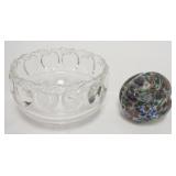1119	TIFFANY & COMPANY 5 IN CRYSTAL BOWL W/ APPLE DECORATIONS & A HERB A. THOMAS ARTGLASS PAPERWEIGH
