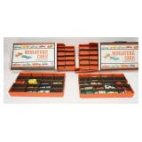 1126	TWO MATTEL MINIATURE CAR CARRYING CASES W/ 27 CARS/TRUCKS ETC. NAMES INCLUDE LESNEY, MATCHBOX, 
