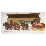 1208	CAST IRON BREWERY TOY WAGON FOR FOSTER & GALLAGHER INC. PEORIA ILL. TAWAIN W/ BOX 24 IN L 	40	8