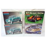 1009	LOT OF 4 MONOGRAM MODEL CAR KITS, 2 SEALED, 2 OPEN. 57 CORVETTE ROADSTER, STREET VETTE, 70 BUIC