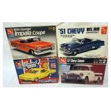 1016	LOT OF 4 AMT MODEL CAR KITS, KITS ARE POSSIBLY COMPLETE, NOT GUARENTEED	50	100	10	PLEASE PAY AT