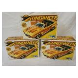 1054	MPC LOT OF 3 MODELS, 1-0822 SUNDANCER 69 FIREBIRD CONVERTIBLE, KITS ARE POSSIBLY COMPLETE, NOT 