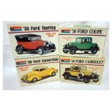 1062	LOT OF 4 MONOGRAM CAR KITS, EARLY IRON SERIES, ETC. KITS ARE POSSIBLY COMPLETE, NOT GUARANTEED	