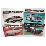 1070	LOT OF 4 MONOGRAM MEDL CAR KITS, TURBO 2/28. KITS ARE POSSIBLY COMPLETE, NOT GUARANTEED MUSTANG