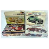 1072	LOT OF 4 MONOGRAM CLASSIC MODEL CAR KITS, INCLUDING DUESENBER, PACKARD, ETC. KITS ARE POSSIBLY 