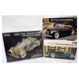 1077	3 MONOGRAM MODEL CAR KITS, DUESENBURG, 