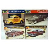 1098	LOT OF 4 REVELL MODEL CAR KITS, CHEVY IMPALA SS, ETC. KITS ARE POSSIBLY COMPLETE, NOT GUARANTEE