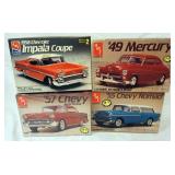 1104	LOT OF 4 AMT ERTL MODEL CAR KITS. KITS ARE POSSIBLY COMPLETE, NOT GUARANTEED	50	100	10	PLEASE P
