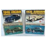 1124	LOT OF 4 LINDBERG CAR KIT MODELS. KITS ARE POSSIBLY COMPLETE, NOT GUARANTEED	50	100	10	PLEASE P
