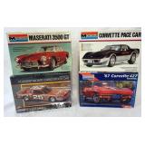 1131	LOT OF 4 MONOGRAM MODEL CAR KITS. KITS ARE POSSIBLY COMPLETE, NOT GUARANTEED. 1 SEALED	50	100	1