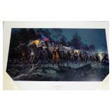 1005	MORT KUNSTLER LIMITED ED PRINT  SIGNED AND NUMBERED 543, *LEE TAKES COMMAND*. 22 IN X 34 1/4 IN