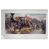 1013	MORT KUNSTLER LIMITED ED PRINT  SIGNED AND NUMBERED 41, *VICTORY RODE THE RAILS*. 21 IN X 35 IN
