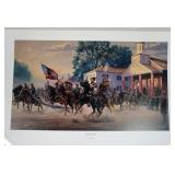 1018	MORT KUNSTLER LIMITED ED PRINT  SIGNED AND NUMBERED 448, *MORGANS OHIO RAID*. 21 5/8 IN X 33 IN