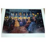 1042	MORT KUNSTLER LIMITED ED PRINT  SIGNED AND NUMBERED 1834, *MOONLIGHT AND MAGNOLIAS*. 21 1/2 IN 
