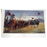 1064	MORT KUNSTLER LIMITED ED PRINT  SIGNED AND NUMBERED 971 , *REVIEW AT MOSS NECK*. 33 1/2 IN X 22