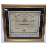1110	FRAMED CONFEDERATE STOCK CERTIFICATE, 17 3/4 IN X 16 IN. SIGNED BY THE CONFEDERATE REGISTER OF 