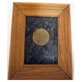 1115	FRAMED CIVIL WAR BRASS BREAST PLATE, EAGLE, 2 1/2 IN, FRAME 8 IN X 10 IN	50	100	25	PLEASE PAY A
