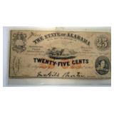 1119	ALABAMA CONFEDERATE TREASURY NOTE, JAN. 1863, 25 CENTS	25	50	10	PLEASE PAY ATTENTION FOR DAILY 