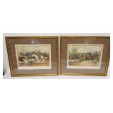 1128	2 FRAMED PRINTS DEPICTING BATTLES DURING THE CIVIL WAR BY THE WERNER CO 1899, *HORSE ARTILLERY*